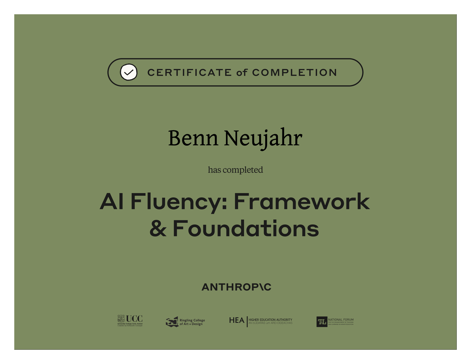 Zertifikat: AI Fluency: Framework & Foundations – Anthropic